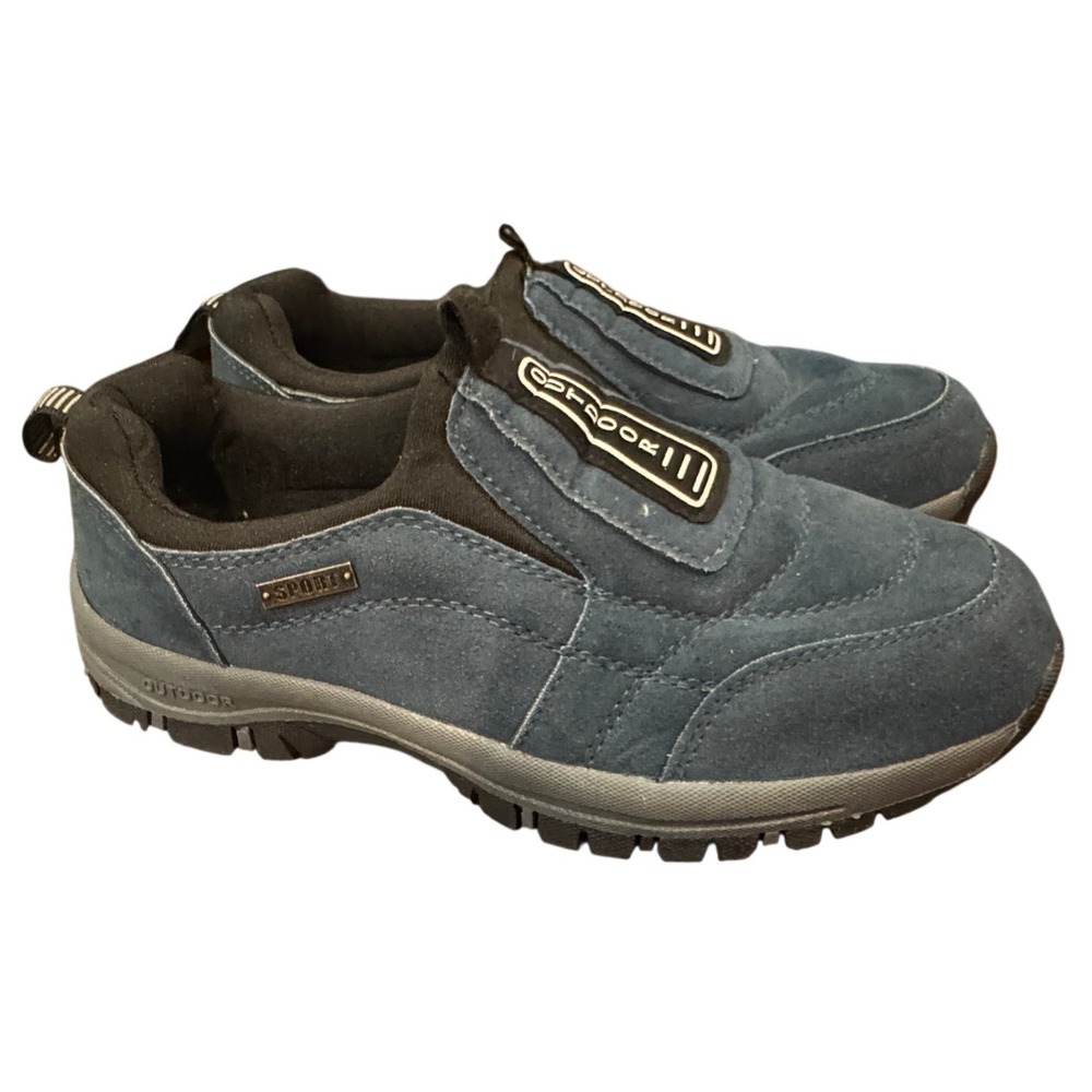 Outdoor Sport Blue Suede Slip On Hiking Trail Shoes Mens 41 Euro Low Top Rugged